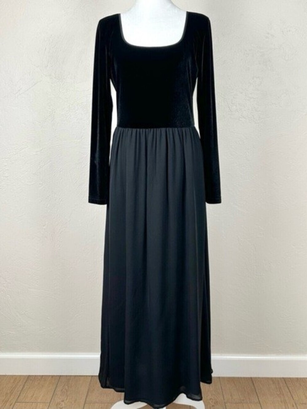 Vintage Laura Ashley Black Maxi Dress Size 14